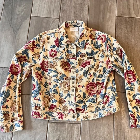 Vintage Lizwear Jeans Floral Corduroy Jacket by Liz Claiborne - Picture 10 of 15